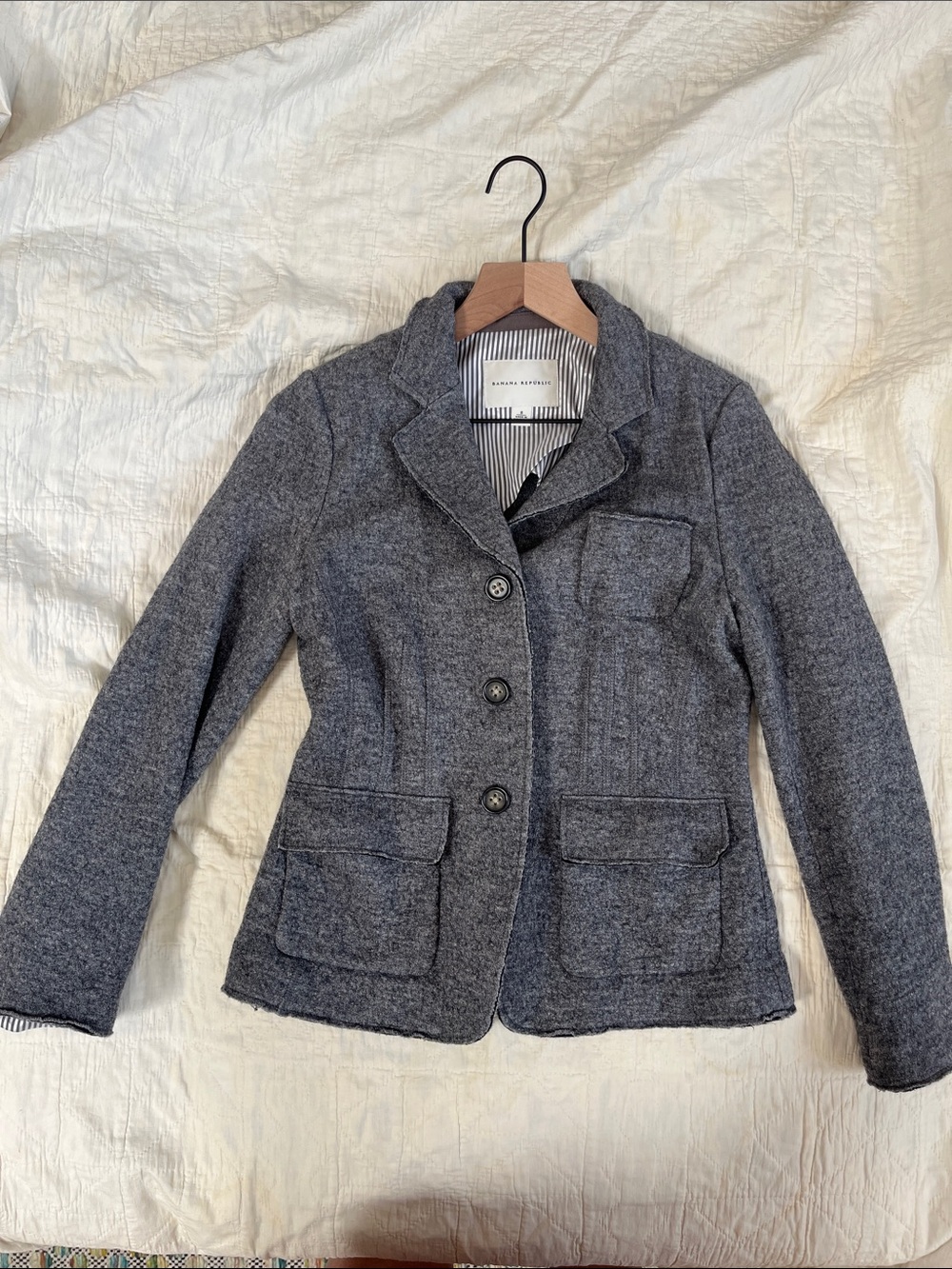 Banana Republic Heather Gray Wool-Blend Women's Blazer